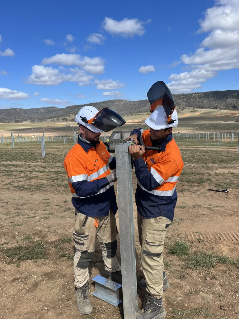 TradeConnex workers on site at Wollar Solar Farm near Mudgee, New South Wales