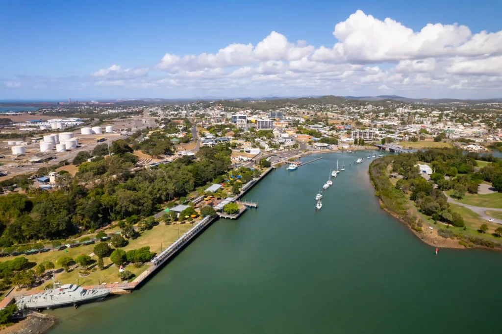 aerial view of gladtsone cbd