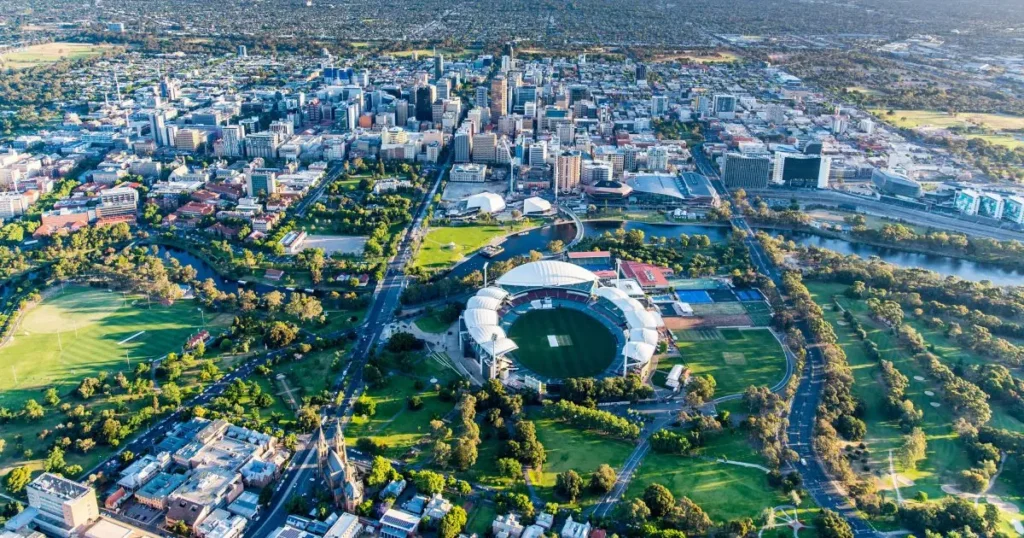 aerial view of adelaide cbd