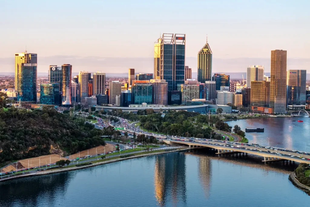 aerial view of perth cbd