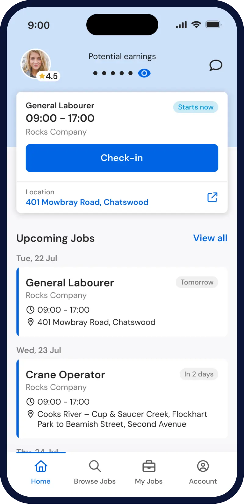 TradeConnex app — job listings